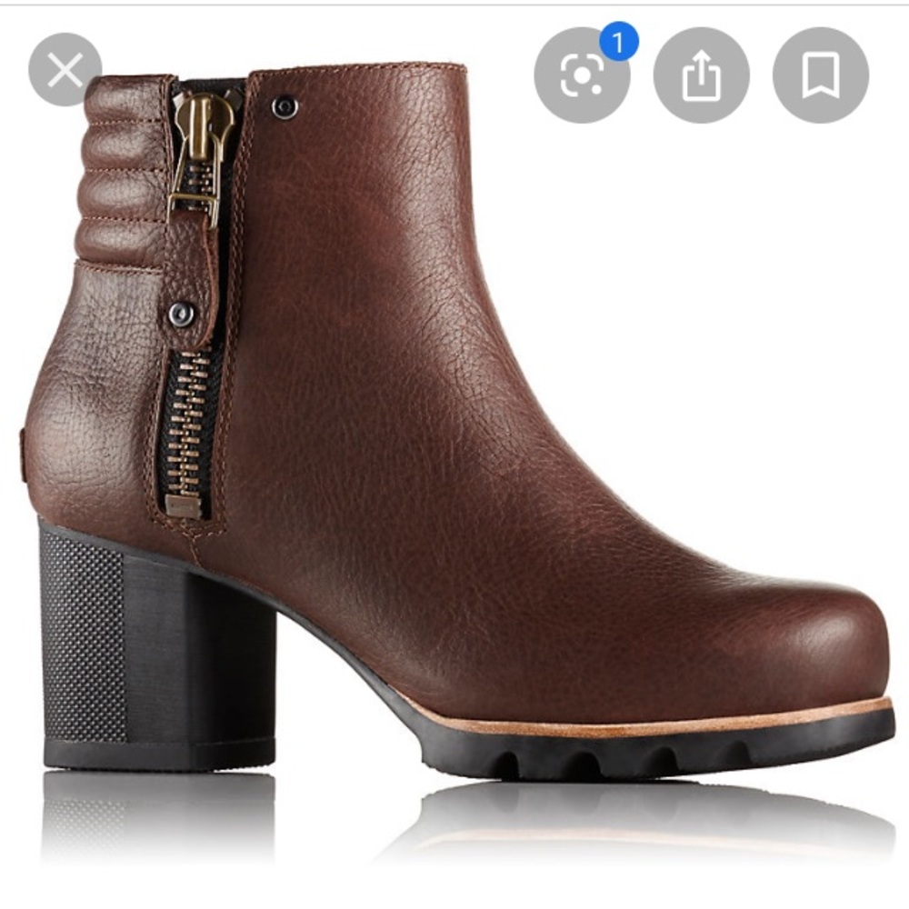 Sorel Danica bootie brown and black with zipper
